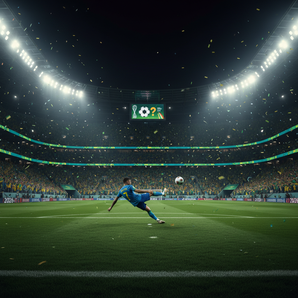 Estádio lotado durante partida da Copa do Mundo 2026 com torcida em ação